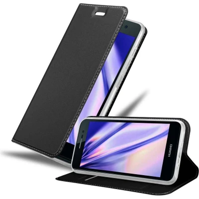 Afbeelding van Cadorabo Hoesje geschikt voor Huawei ASCEND P7 in CLASSY ZWART Beschermhoes met magnetische sluiting, standfunctie en kaartvakje Book Case Cover Etui