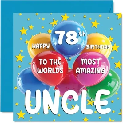 Afbeelding van verjaardagskaart 78e oom World&#039;s Most Amazing Uncle voor van nichtje en neef, 145 mm x mm, 78 jaar, wenskaarten