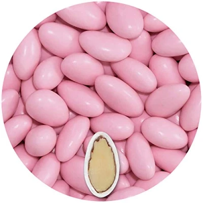 Afbeelding van EinsSein 0,5kg Suiker amandelen bruiloft Gracile midi roze glans suikerbonen wit bruitssuiker dragees confetti kleuren pure omhuld coating suikerlaagje boontjes geboorte communie candy bar candybar