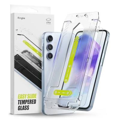 Afbeelding van Ringke Easy Slide Glass Compatibel met Samsung Galaxy A55 displaybeschermfolie installatiegereedschap Premium HD kwaliteit 9H hardheid onbreekbaar gehard glas folie