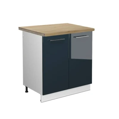 Afbeelding van Vicco Wastafelkast Fame Line, Donkerblauw hoogglans/Wit, 80 cm , WB Eik