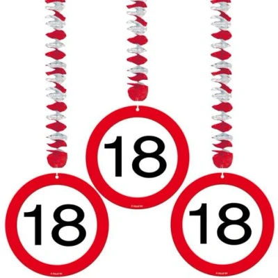 Image de Décoration spirale 18 panneau de route 3 pièces