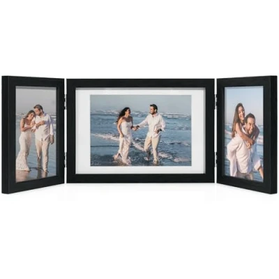 Afbeelding van fotolijst collage zwart 3 foto&#039;s voor 10x15 en 13x18 meerdere houten familie huwelijkscadeau