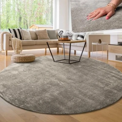 Afbeelding van Paco Home Tapijt voor woonkamer Eenkleurig Wasbaar Zacht kortstondig pooltje 120 cm Rund