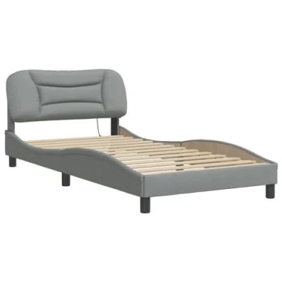 Afbeelding van vidaXL Bedframe met LED verlichting stof lichtgrijs 100x200 cm