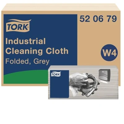 Afbeelding van Tork Industriële reinigingsdoek, grijs, W4, zacht en zacht, 120 doeken, 520679