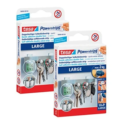 Afbeelding van tesa Powerstrips Large 2 stuks dubbelzijdige plakstrips voor het bevestigen van voorwerpen op gladde oppervlakken