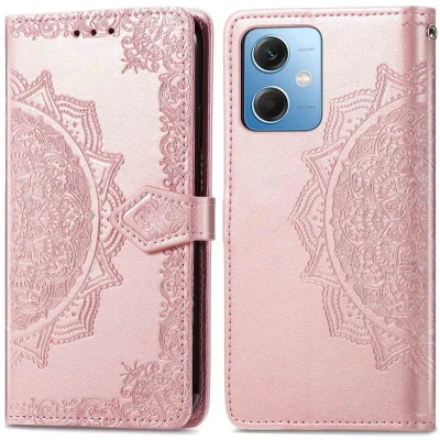 Afbeelding van iMoshion Hoesje Geschikt voor Xiaomi Redmi Note 12 Met Pasjeshouder Mandala Bookcase Rosé Goud