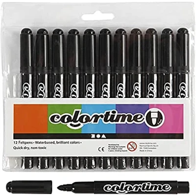 Image de Colortime épingles épaisseur de ligne 5 mm noir 12 pièces