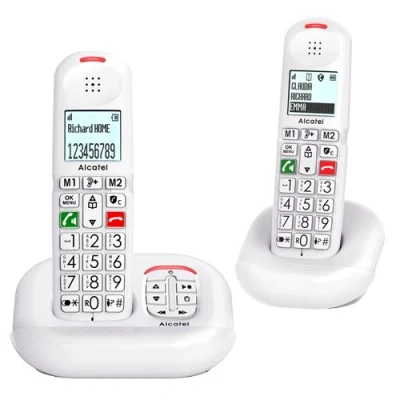 Afbeelding van ALCATEL XL685 Voice Duo draadloze DECT Senior XL telefoon met antwoordapparaat display hoge leesbaarheid grote toetsen audio boost handsfree oproepblokkering 2 handsets wit