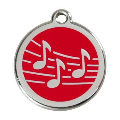 Afbeelding van Music Red roestvrijstalen hondenpenning large/groot dia. 3,8 cm RedDingo