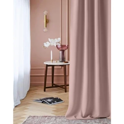 Afbeelding van ROOM99 Laurel Gordijn met plooiband, 140 x 280 cm (b h), ondoorzichtig, schuifgordijn voor woonkamer, slaapkamer, railsysteem, poederroze