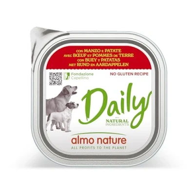 Afbeelding van Voordeelverpakking: 18x300g Almo Nature Daily met rundvlees en aardappelen nat hondenvoer