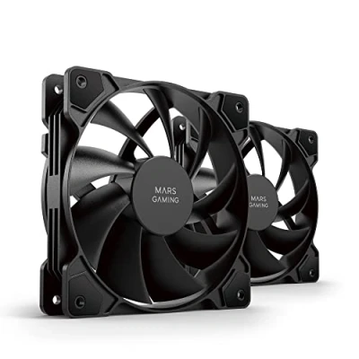 Image de MARSGAMING Mars Gaming MF PROX2 Noir, Kit 2 Ventilateurs 120mm, Système Anti Vibration, Ultra Silencieux, Double Connexion 3PIN + 4PIN