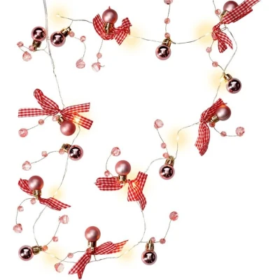Afbeelding van Goobay 10 LED zilverdraadslingers &quot;Balls &amp; Loops&quot; met timerfunctie, warm wit (3000 K), werkt op ba