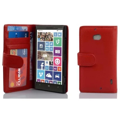 Afbeelding van Cadorabo Hoesje geschikt voor Nokia Lumia 929 / 930 in INFERNO ROOD Beschermhoes met magnetische sluiting en 3 kaartsleuven Book Case Cover Etui