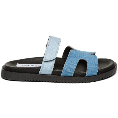 Afbeelding van Steve Madden Missile Pantoffels, Dames, Maat: 40, Blue denim Textiel