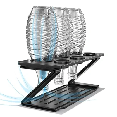 Afbeelding van Newaner Sodastream flessenhouder met afneembare lekbak en dekselhouder, voor Soda Stream Crystal Emil flessen, weigeren krassen (zwart)