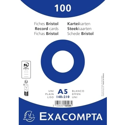 Afbeelding van Exacompta 10508E 10x 100 F.BRISTOL BLANC 148/210 S/FILM