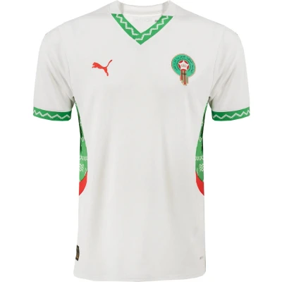 Afbeelding van Puma FRMF Marocco AWAY Replica JR Unisex Voetbalshirt Land voor kinderen, Maat: 176, White/fast green/red