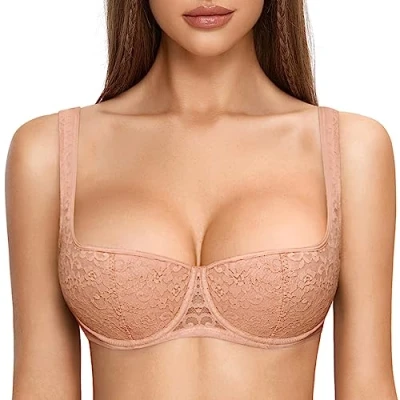 Afbeelding van DOBREVA Sexy push up balconnet beha voor dames, met licht gevoerde beugel, Roomkoffie