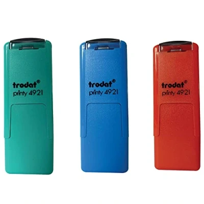 Afbeelding van Trodat stempelset voor schoolbeoordeling 3 navulbare zelfinktende stempels Smiley om studenten aan te moedigen Afdrukformaat: 10 x mm, kleur: blauw, rood en groen