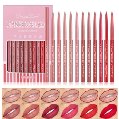 Afbeelding van Set met 12 gecombineerde lippenstiften, voller en waterdicht, anti aanbaklaag, gladde textuur, matte lipgloss
