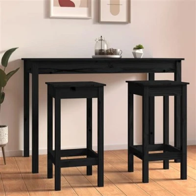Afbeelding van Barstoelen 2 st 40x40x78 cm massief grenenhout zwart