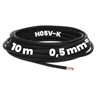 Afbeelding van Kalitec 10 meter H05V K 0,5 mm² zwart I kabel als bedradingslijn flexibele PVC geleider Toron Schakeldraad