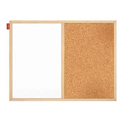 Afbeelding van MEMOBE Magnetisch prikbord Duo Kurkbord Met houten frame 60 x 40 cm