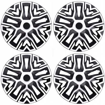 Afbeelding van NRM The Best Set van 4 tweekleurige wieldoppen ABS schokbestendig Universeel voor stalen velgen Eenvoudige montage Velgenbescherming, verstelbare klemring Zonder gereedschap (wit/zwart, 14