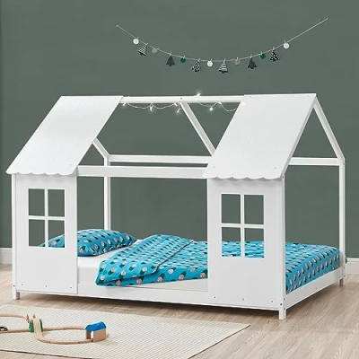 Afbeelding van Kinderbed Tostedt huisbed grenen wit 90x200 cm