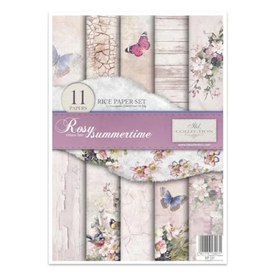 Afbeelding van ITD Collection RP031 rijstpapier Rosy Summertime 29,7 x 21 cm