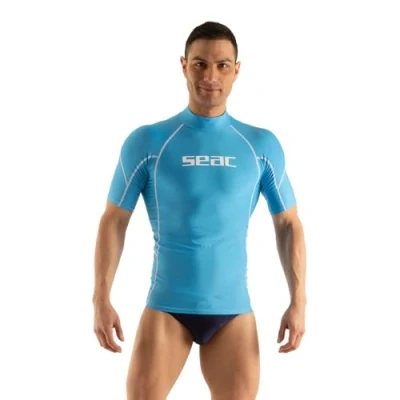 Afbeelding van Seac RAA Short Evo rashguard met korte mouwen voor heren UV zwem en snorkeltop Lichtblauw XXXXL