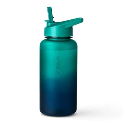 Afbeelding van VINSUN Gourde de sport, 1 l, en Tritan, avec couvercle à paille, anti fuite, sans BPA, bleue, verte, pour enfants et adultes, bouteille d&#039;eau le l&#039;école, travail