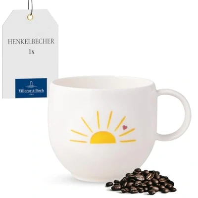Afbeelding van Villeroy &amp; Boch With Love Hello Sunshine mok met handvat, premium porselein, cadeau, koffiemok, mok, koffie en theebeker, 290 ml, vaatwasser magnetronbestendig