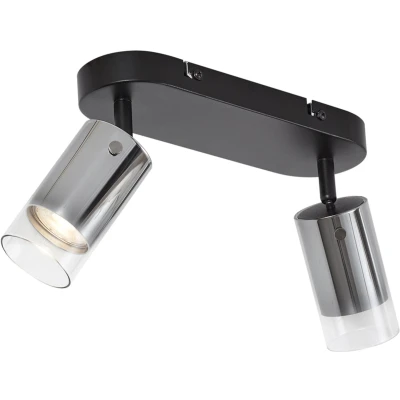 Afbeelding van QAZQA drain Moderne Plafondspot Spotje Opbouwspot 2 lichts L 26 cm Gunmetal Woonkamer Slaapkamer Keuken