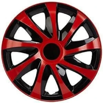 Afbeelding van 13 &quot;DRACO / Wieldoppen Rood en Zwart Set van 4 stuks