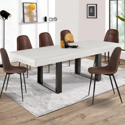 Image de Table à manger extensible PHOENIX 6 10 personnes bois et gris 160 200 cm