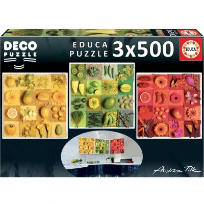 Afbeelding van Educa legpuzzels drie luik exotische vruchten en bloemen 500 stukjes