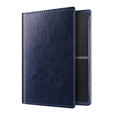Afbeelding van Fintie Hoes voor Autopapier Voertuig bewijs, Ultraslank Licht Premium Kunstleer Voertuigbewijs Etui Creditcardhouder Het Kentekenbewijs Identiteitskaart en Kaarten, Blauw