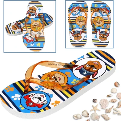 Afbeelding van Paw Patrol Marshall Chase Rubble Kleurrijke slippers/flip flops voor jongens, badslippers oranje bandjes