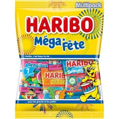 Image de HARIBO Méga Fête &amp; PIK Mini Sachets Bonbons : Dragibus, Schtroumpfs, Croco PIK, Rainbow PIK… Sans Colorant Artificiel 2 x 320g