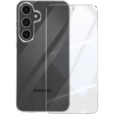 Afbeelding van 3mk, Siliconen hoesje Geschikt voor Samsung Galaxy S24 FE met schokbestendig gehard glas, Transparant