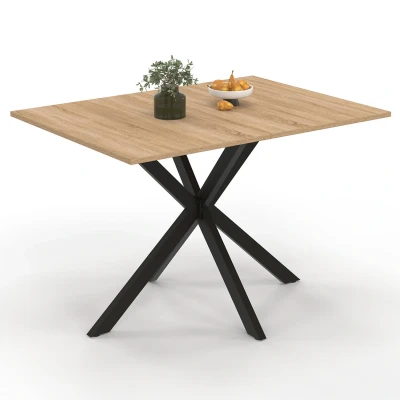 Afbeelding van ALIX 4 persoons eettafel met houten en zwarte spinpoten 110 cm