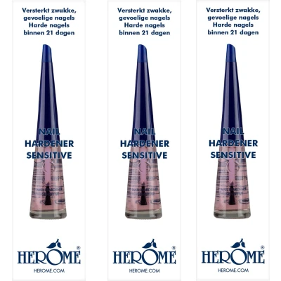 Afbeelding van Herome 3 Pack Nagelverharder en Base Coat Nail Hardener Sensitive met Keratine verbetert de Conditie van Nagels TFS Hars Tolueenvrij 3*10ml