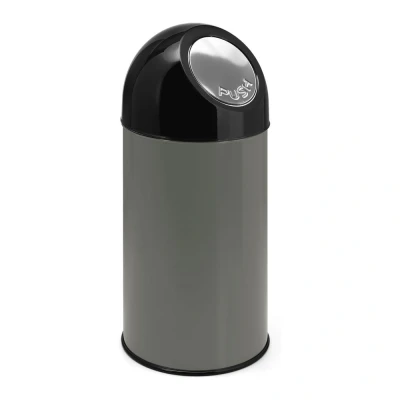 Afbeelding van Prullenbak 40ltr pushdeksel en binnemmer metallic/zwart