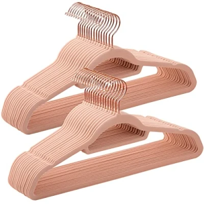 Afbeelding van Fluwelen Kleerhangers 30 stuks Lichtroze ______________ Fluweel Kledinghangers