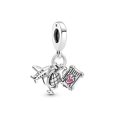 Afbeelding van Pandora Places 925 Sterling Silver Airplane, Globe &amp; Suitcase Charm 799435C01
