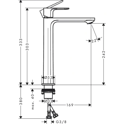 Afbeelding van Hansgrohe Rebris E 1 greeps wastafelmengkraan 240 CoolStart voor